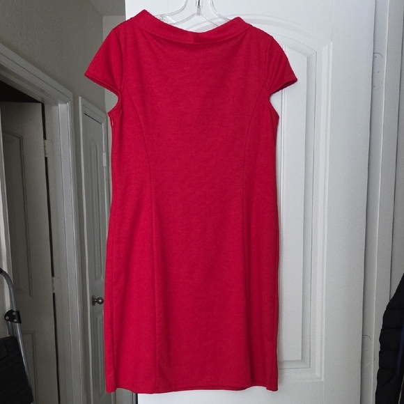 Ann Taylor LOFT Red Ruched Cowl Neck Sheath Mini Dress - NWT - Picture 3 of 5
